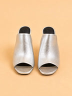 Sade Mule In Silver Laminated Lambskin