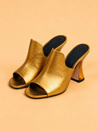 Sade Mule In Gold Laminated Lambskin