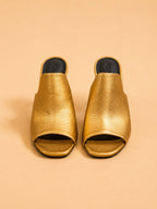 Sade Mule In Gold Laminated Lambskin