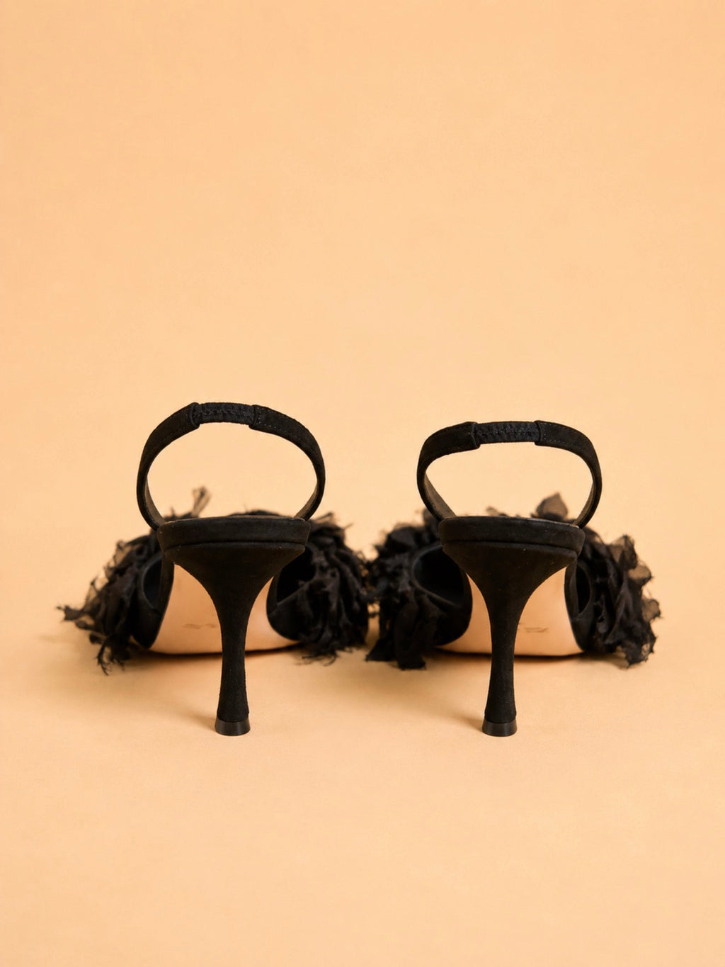 Ella Sling In Black Suede & Organza