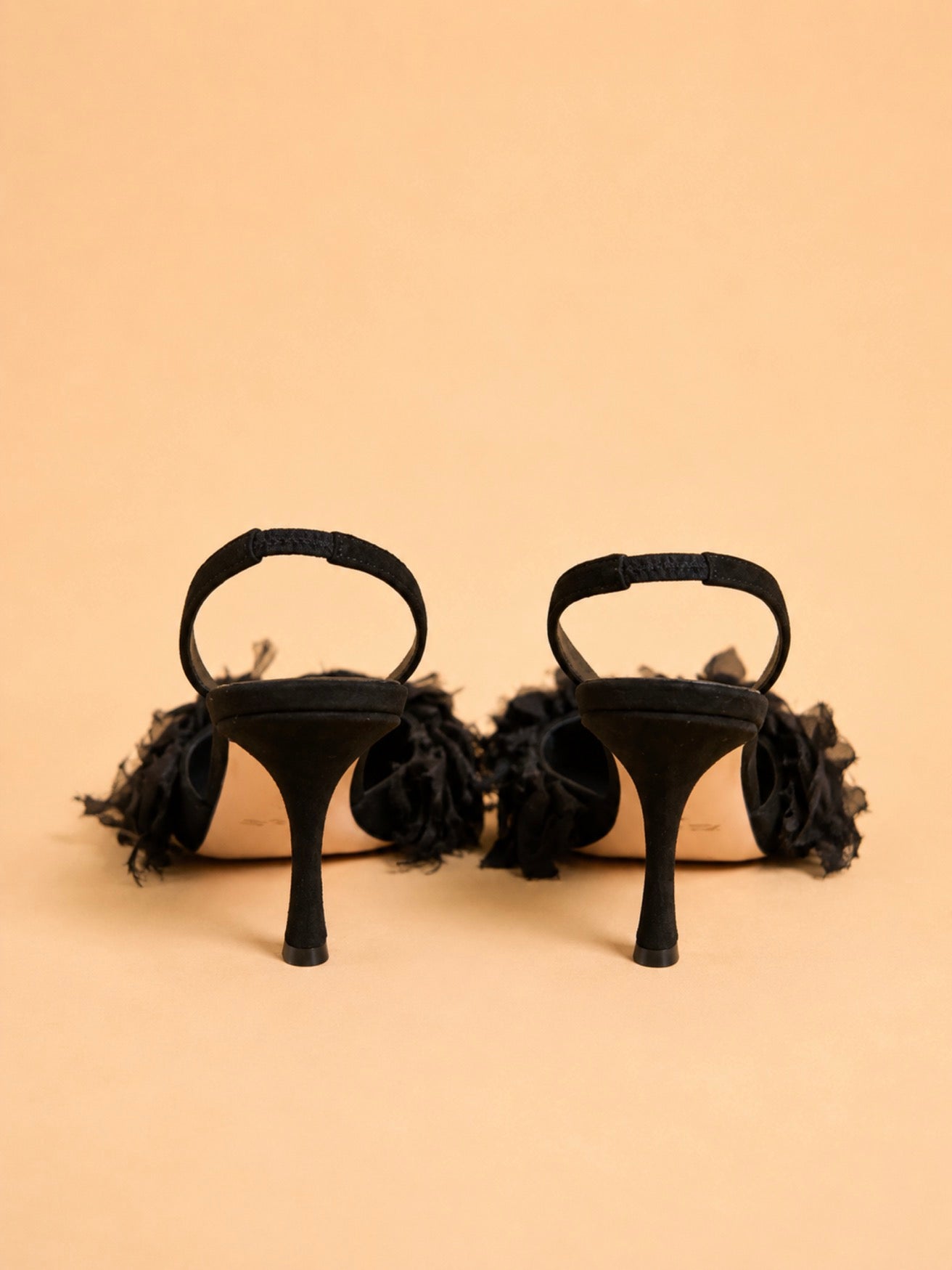 Ella Sling In Black Suede & Organza