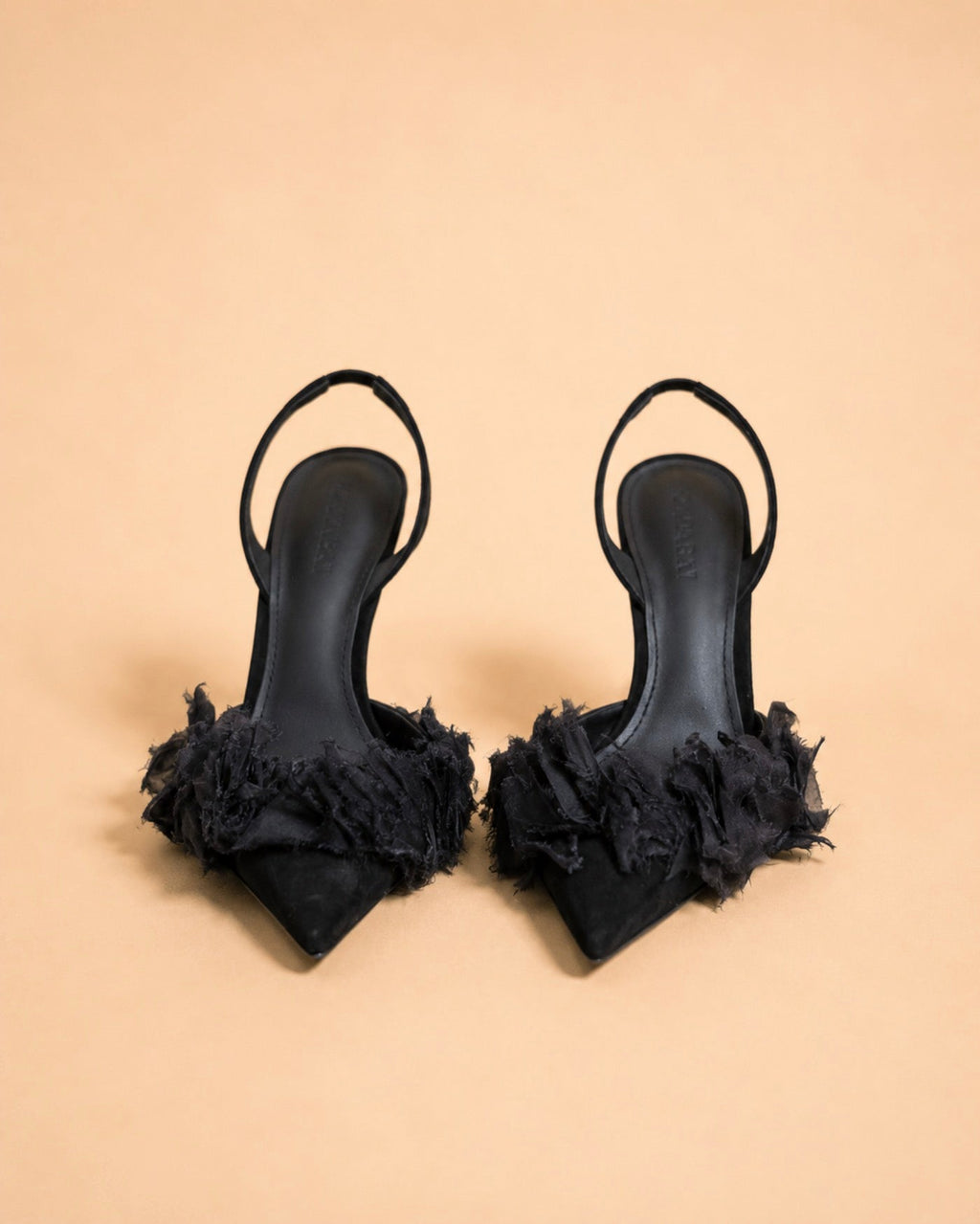 Ella Sling In Black Suede & Organza