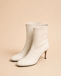 Roma Ankle Boot In Ivory Stretch Lambskin