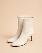 Roma Ankle Boot In Ivory Stretch Lambskin