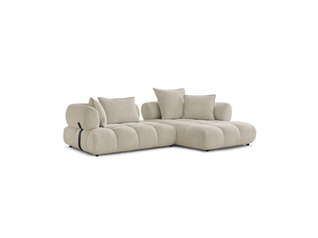 Alya - Canapé D'Angle Fixe - Tissu Bouclette - Angle Droit