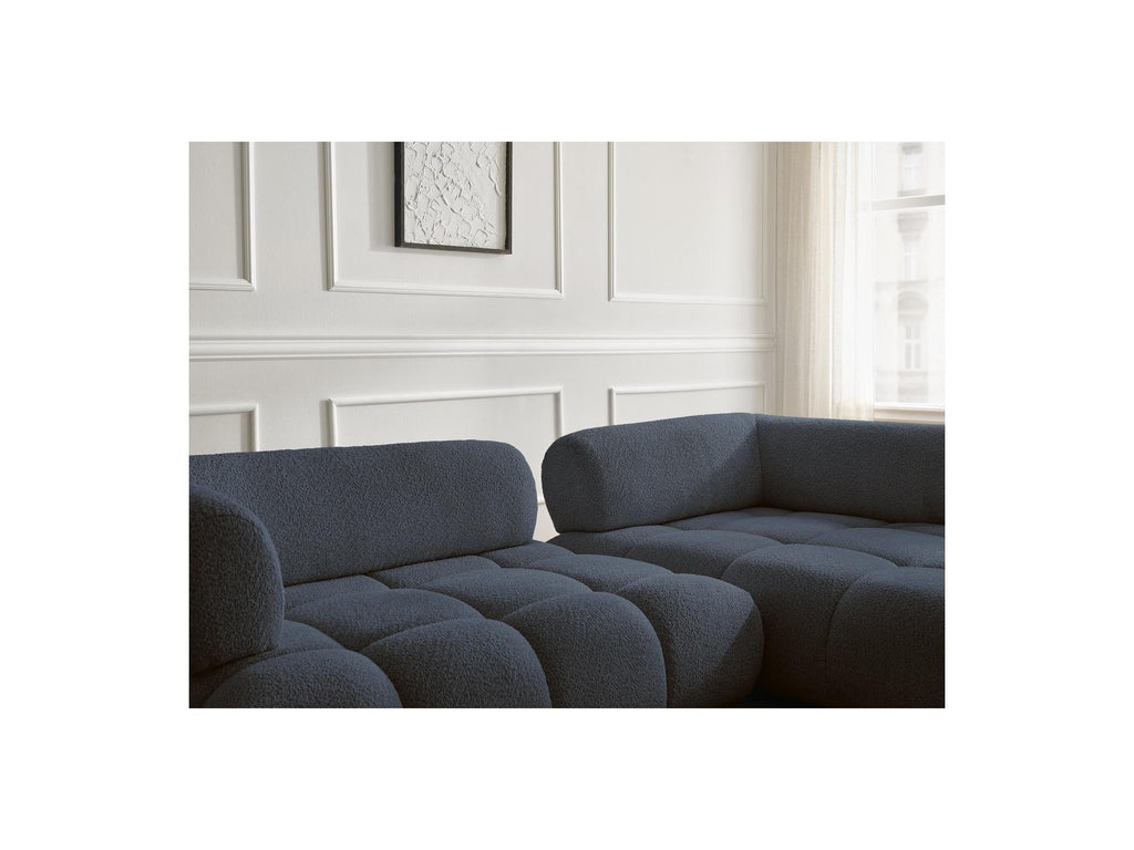 Alya - Canapé D'Angle Fixe - Tissu Bouclette - Angle Droit