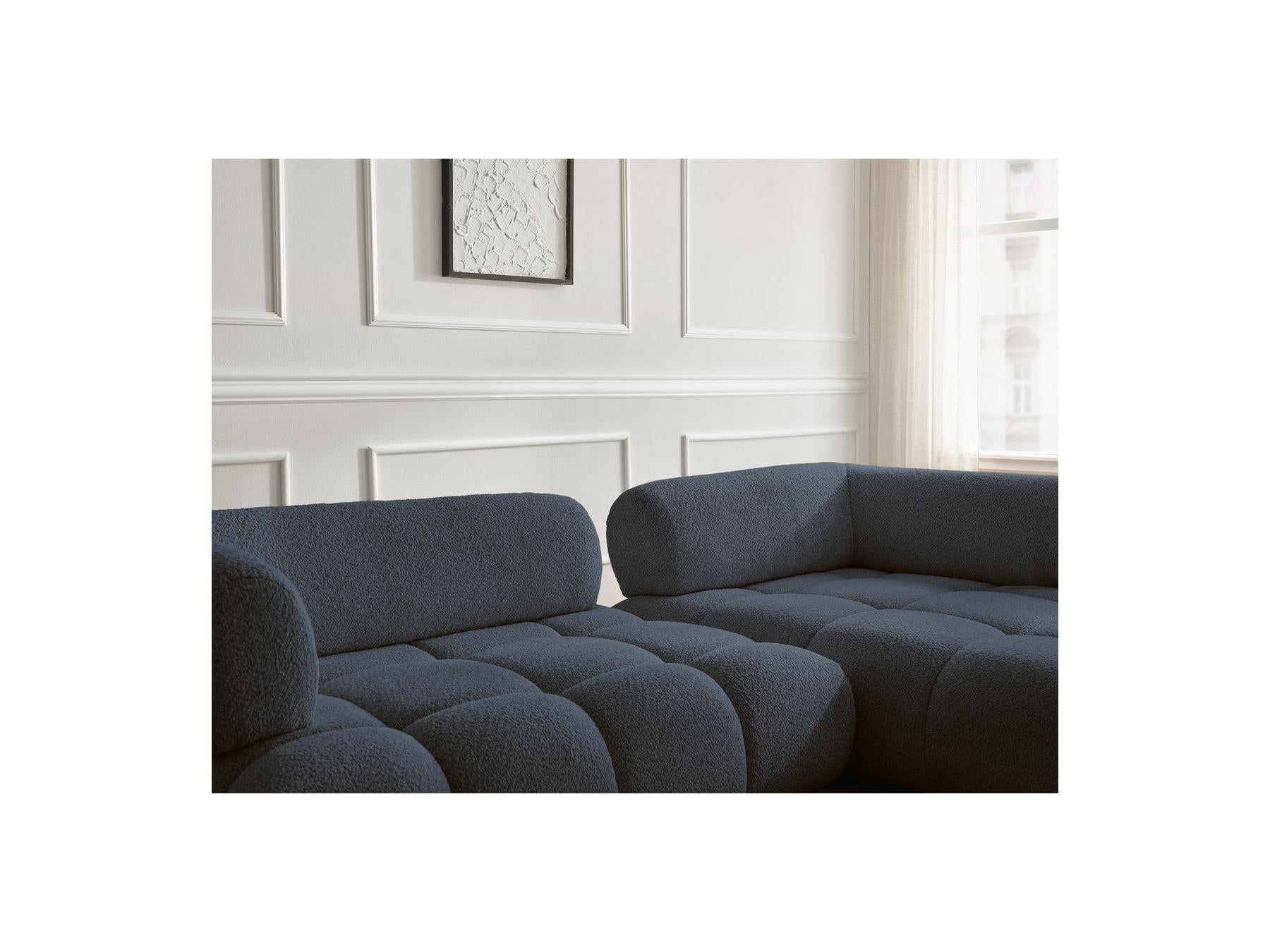 Alya - Canapé D'Angle Fixe - Tissu Bouclette - Angle Droit
