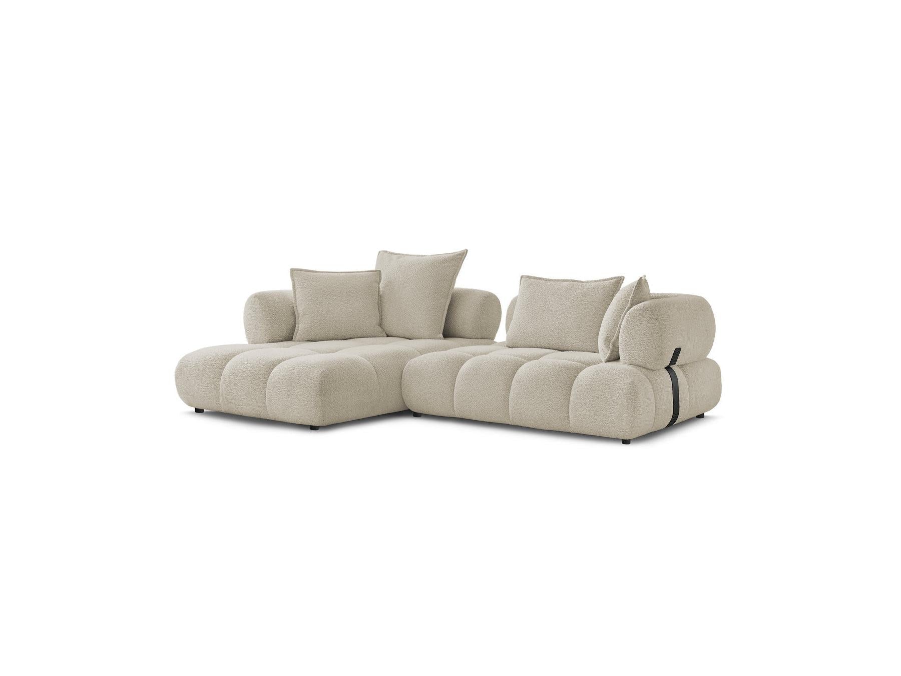 Alya - Canapé D'Angle Fixe - Tissu Bouclette - Angle Gauche