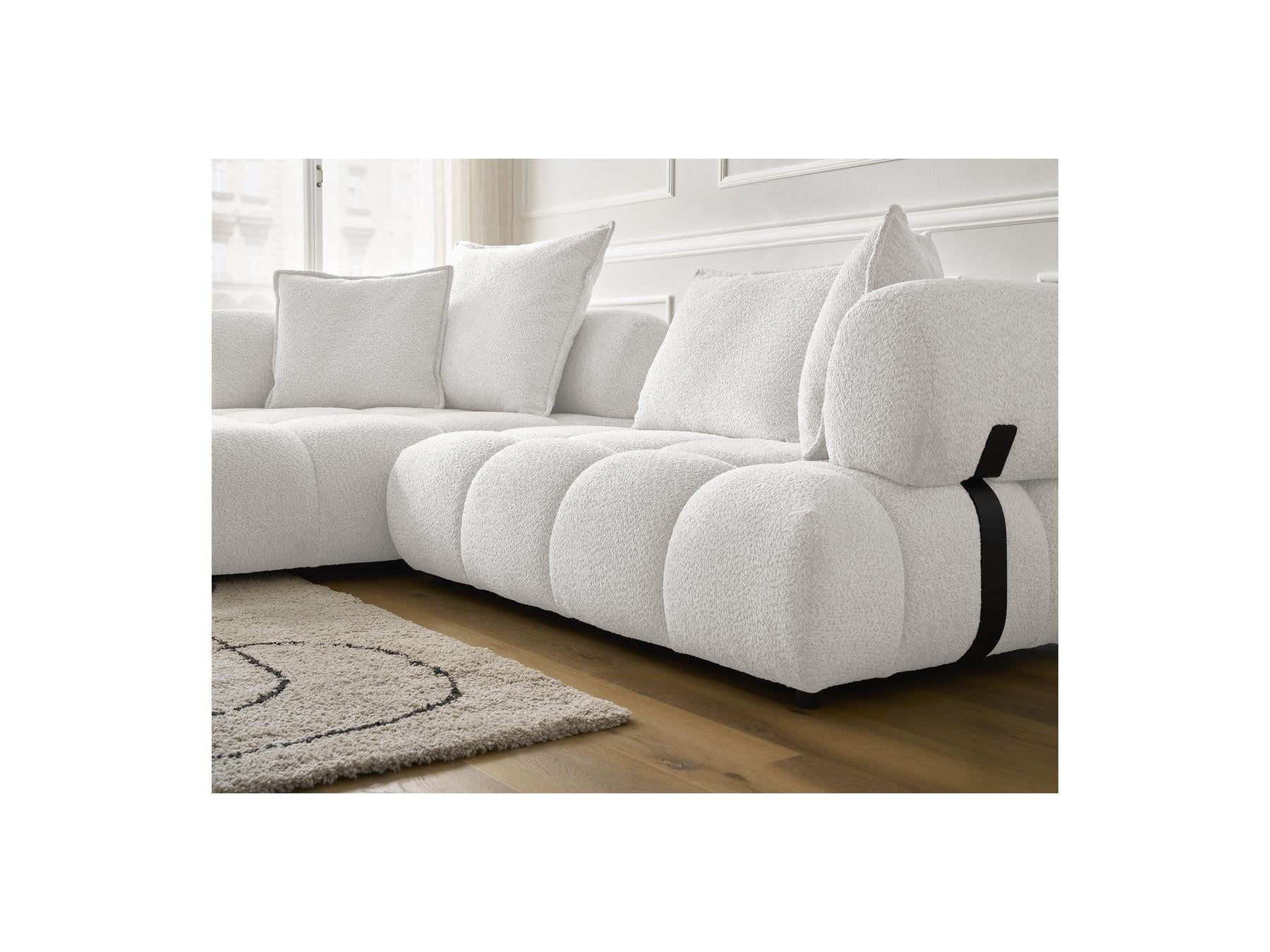 Alya - Canapé D'Angle Fixe - Tissu Bouclette - Angle Gauche