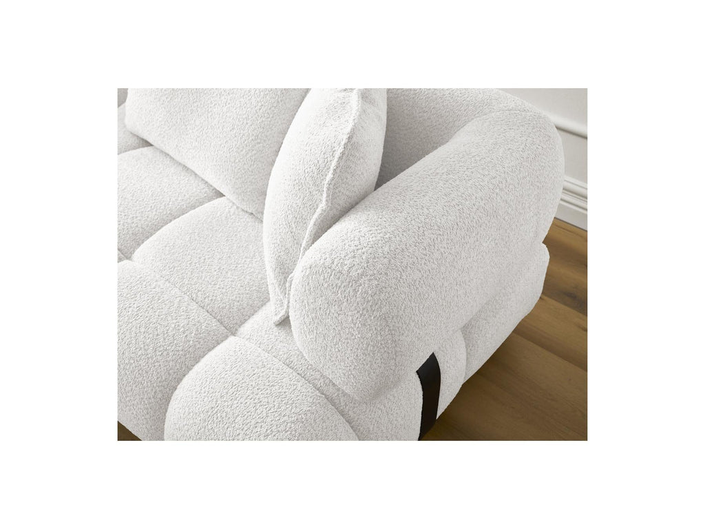 Alya - Canapé D'Angle Fixe - Tissu Bouclette - Angle Gauche