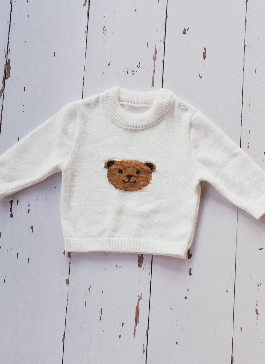 Pull En Coton - Ourson - Écru