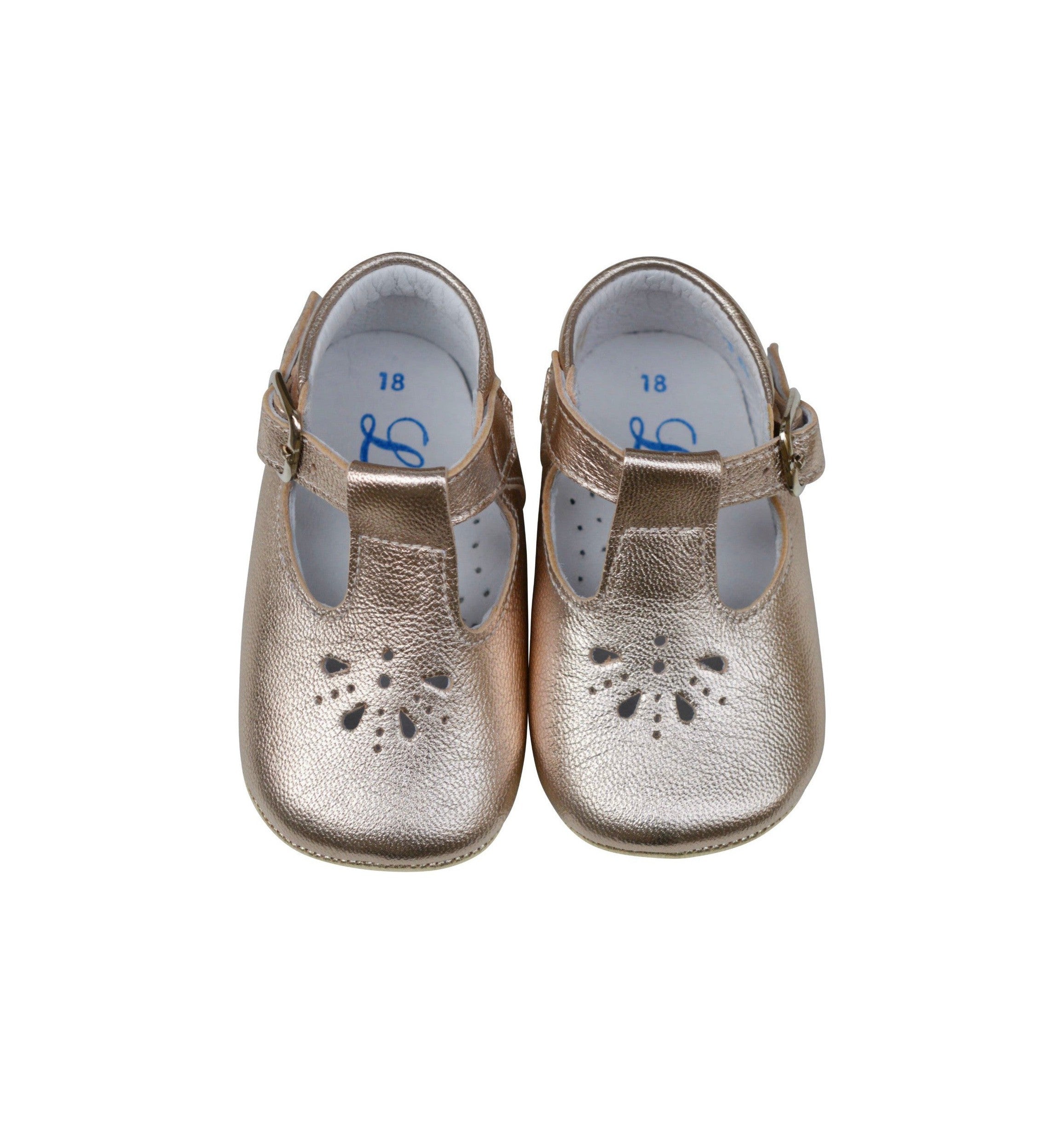 Chaussons Bébé Souples Salomé Antidérapants Fille Mini-Aloïs - Cuir Or - Fille