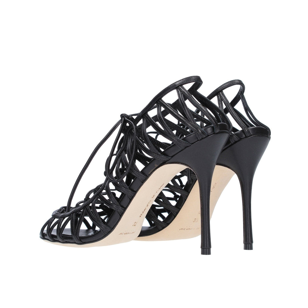 Manolo Blahnik Hamza 105 Leather Sandals - Black - Femme
