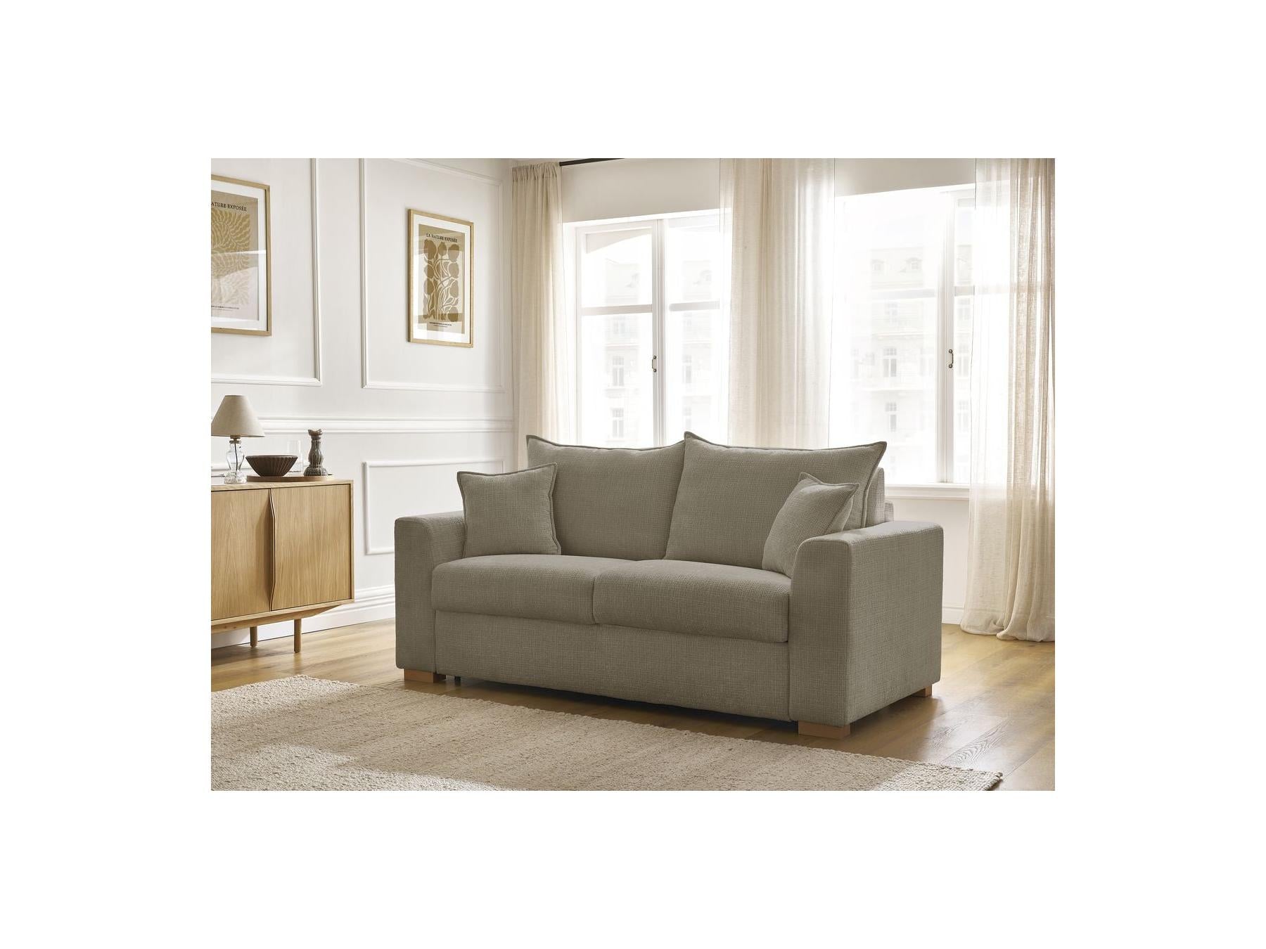 Augustin - Canapé Droit Convertible Ouverture Express - Tissu Texturé