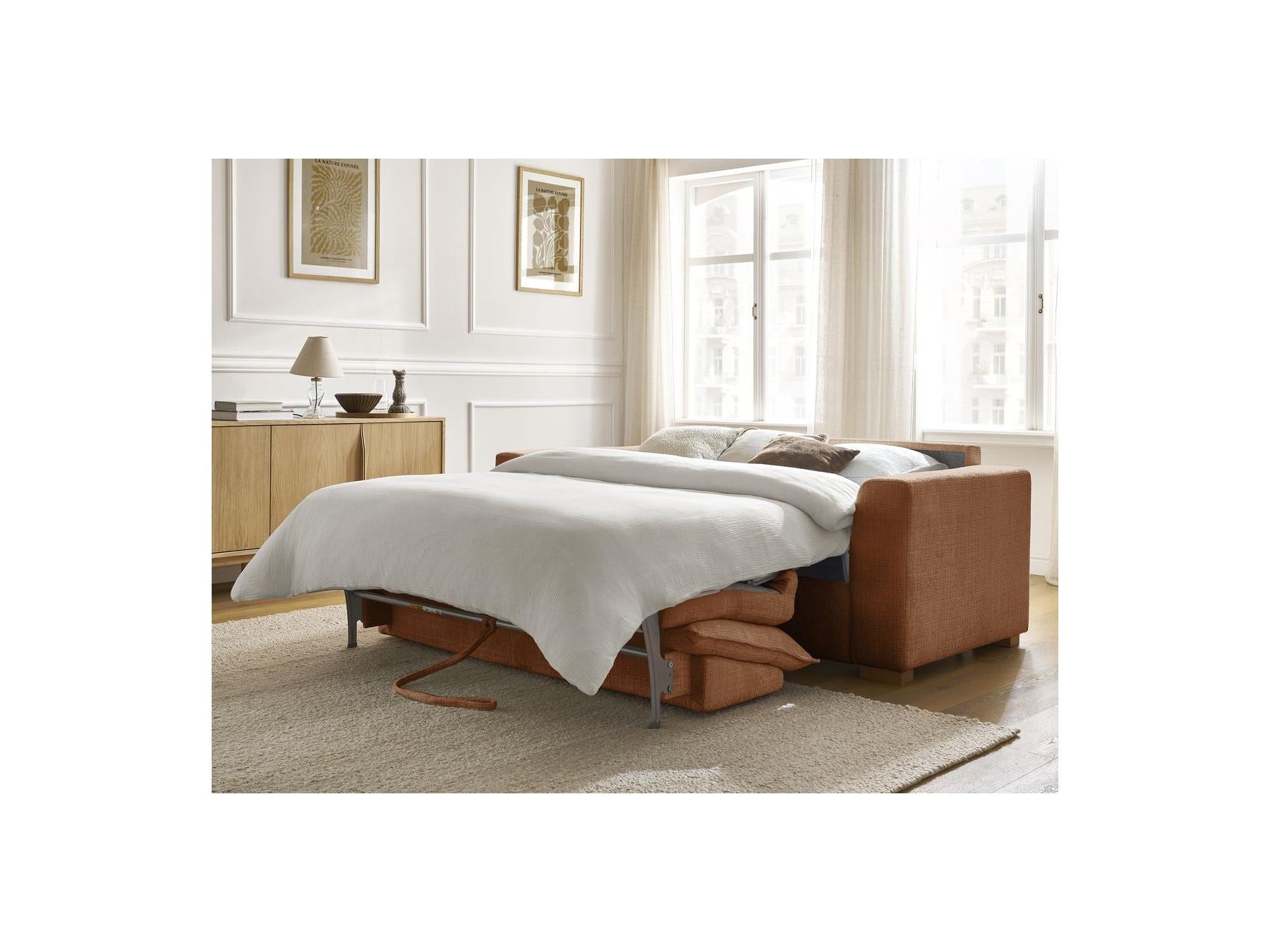 Augustin - Canapé Droit Convertible Ouverture Express - Tissu Texturé