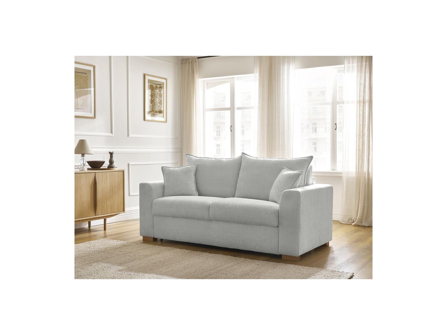 Augustin - Canapé Droit Convertible Ouverture Express - Tissu Texturé