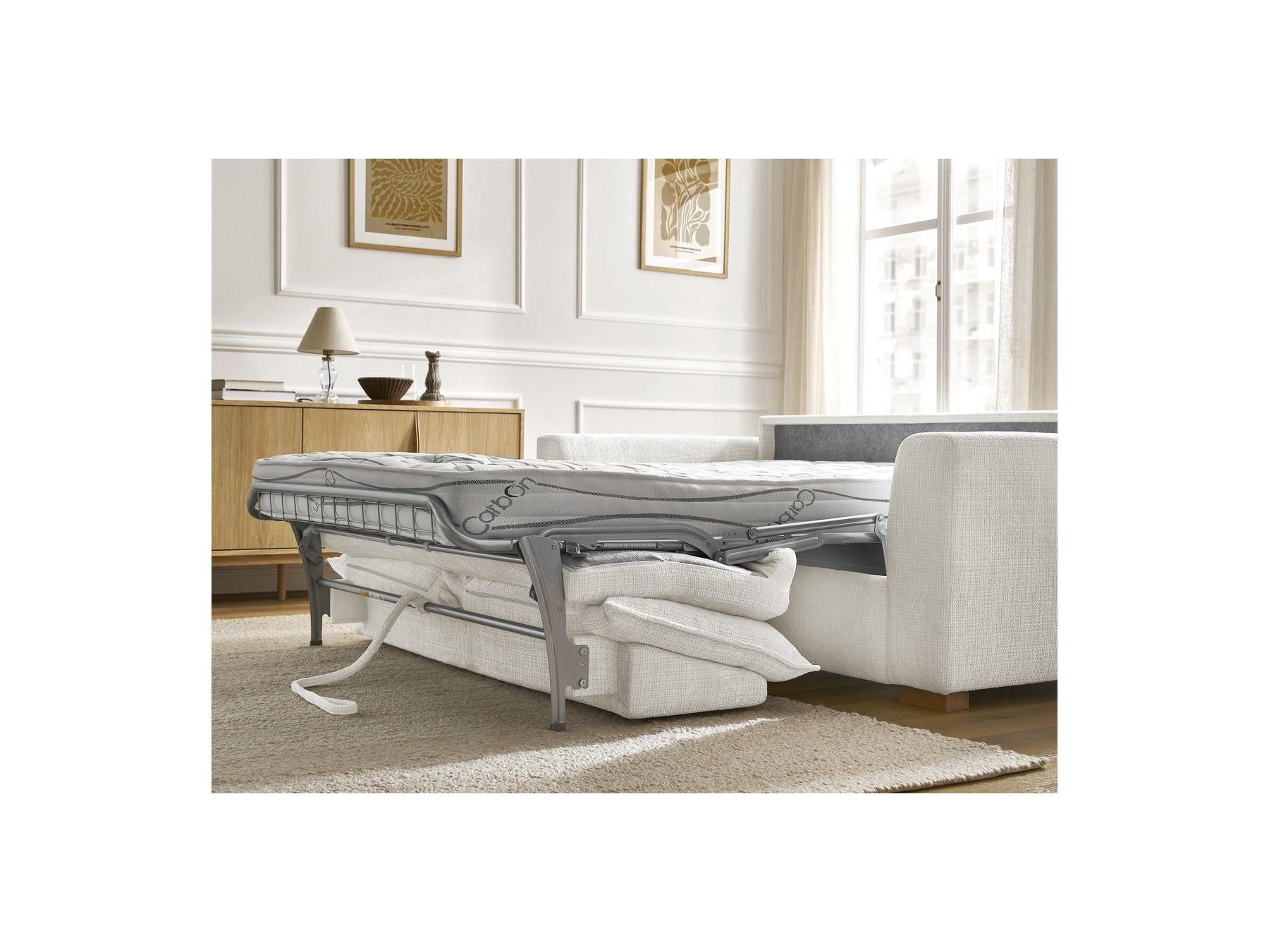 Augustin - Canapé Droit Convertible Ouverture Express - Tissu Texturé