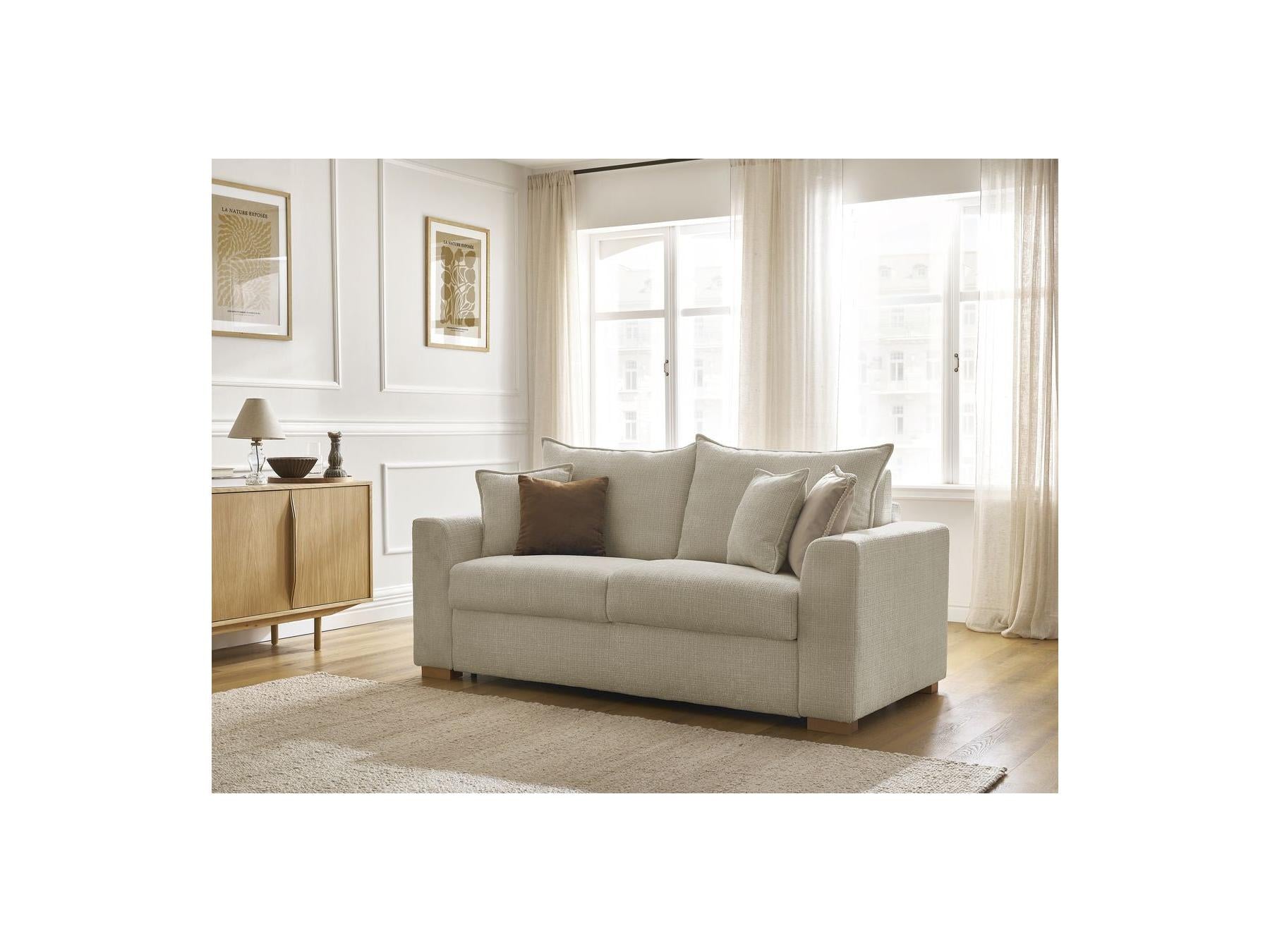 Augustin - Canapé Droit Convertible Ouverture Express - Tissu Texturé