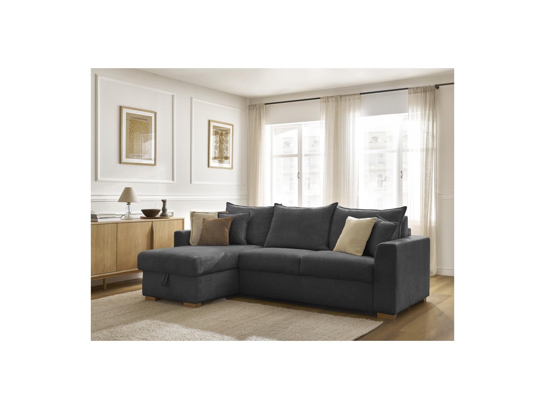 Augustin - Canapé D'Angle Réversible Convertible - Tissu Texturé
