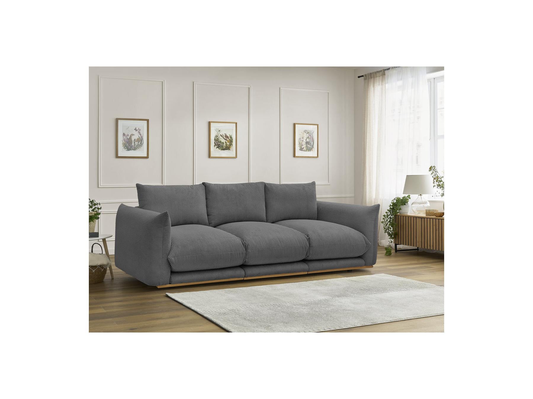 Ernest - Canapé Droit Fixe 3 Places - Tissu Velours Côtelé