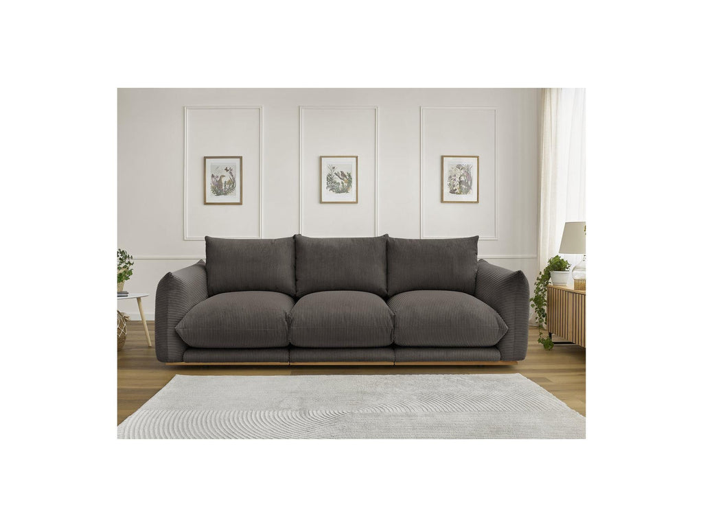 Ernest - Canapé Droit Fixe 3 Places - Tissu Velours Côtelé