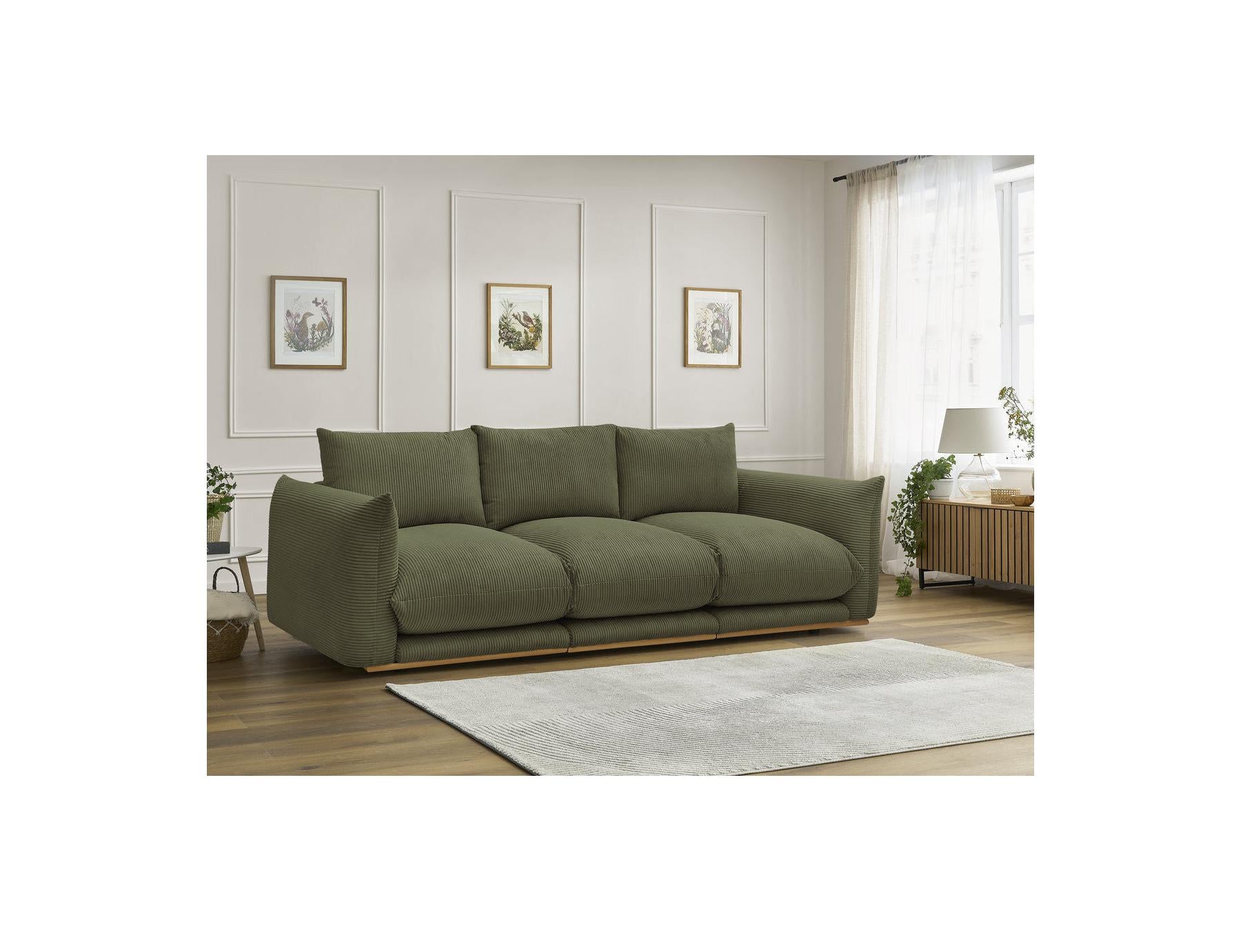 Ernest - Canapé Droit Fixe 3 Places - Tissu Velours Côtelé