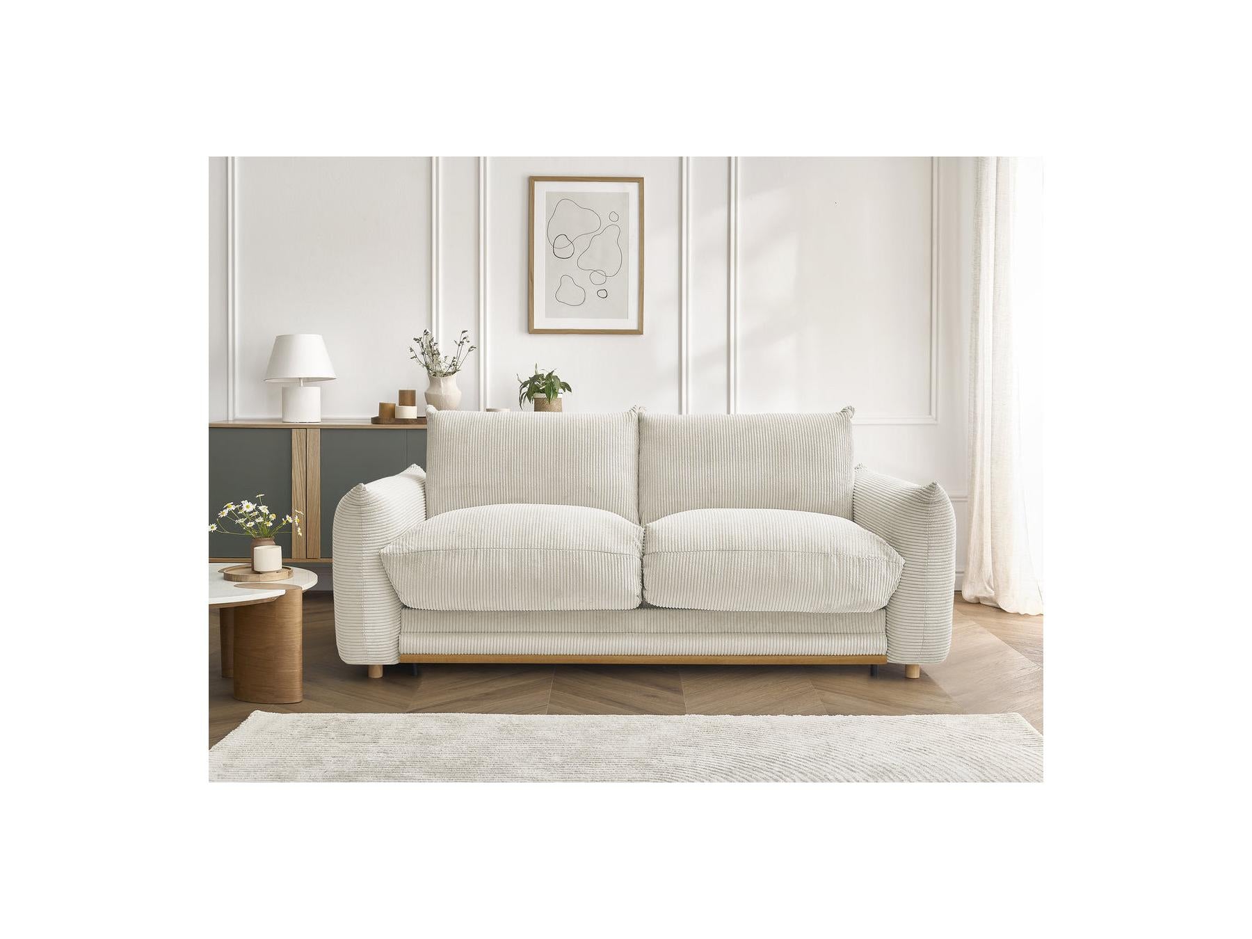 Ernest - Canapé Droit Convertible 3 Places - Tissu Velours Côtelé