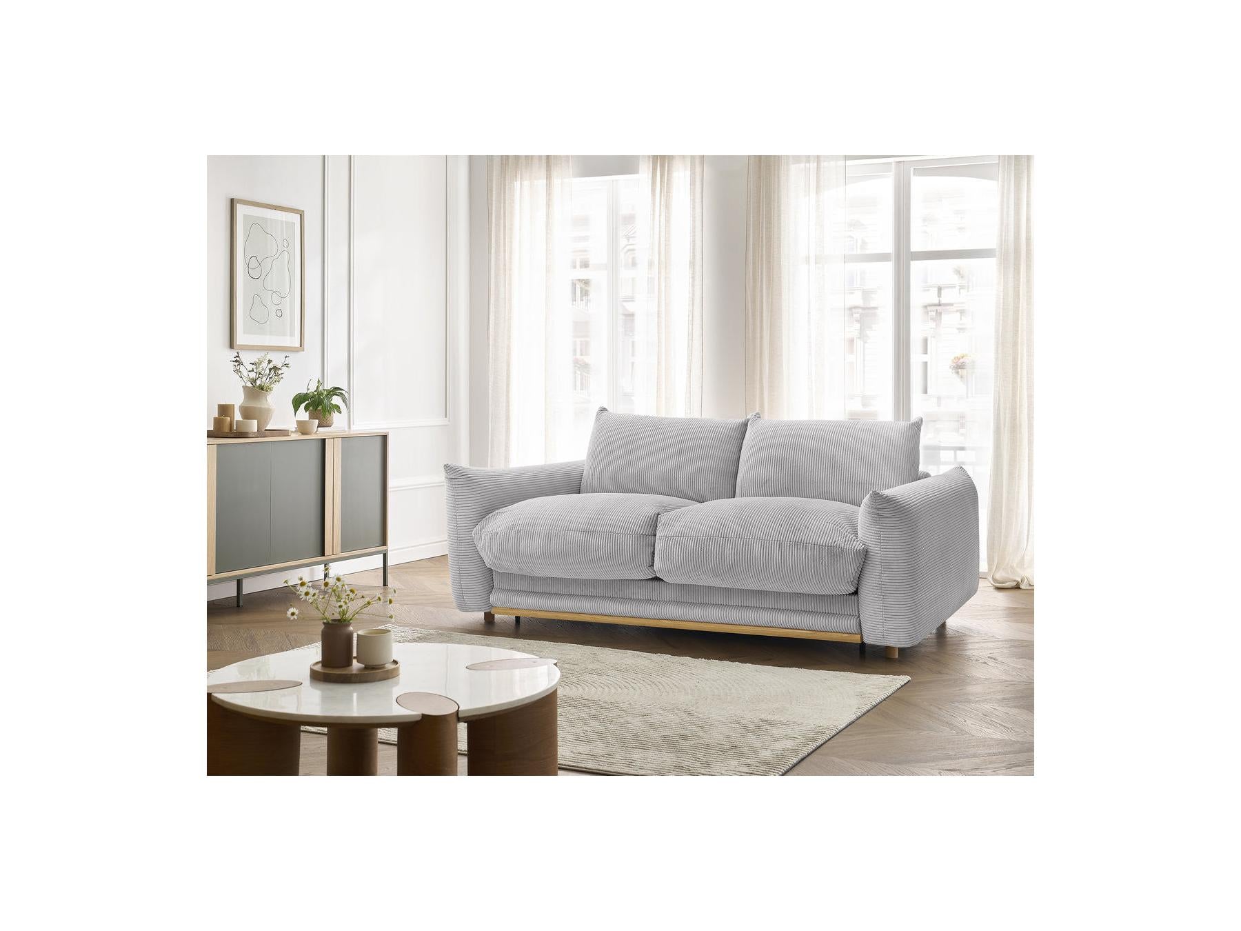Ernest - Canapé Droit Convertible 3 Places - Tissu Velours Côtelé