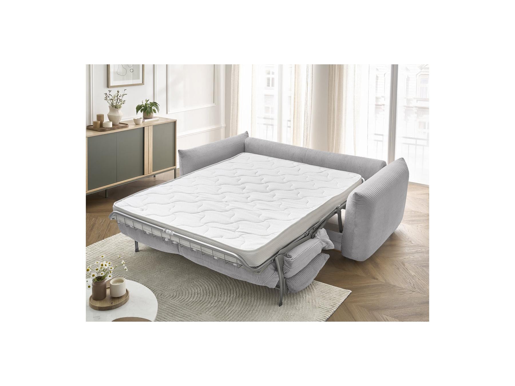 Ernest - Canapé Droit Convertible 3 Places - Tissu Velours Côtelé