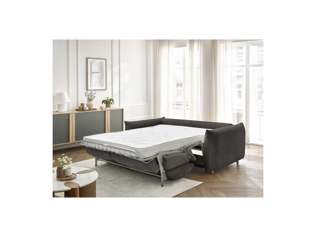 Ernest - Canapé Droit Convertible 3 Places - Tissu Velours Côtelé
