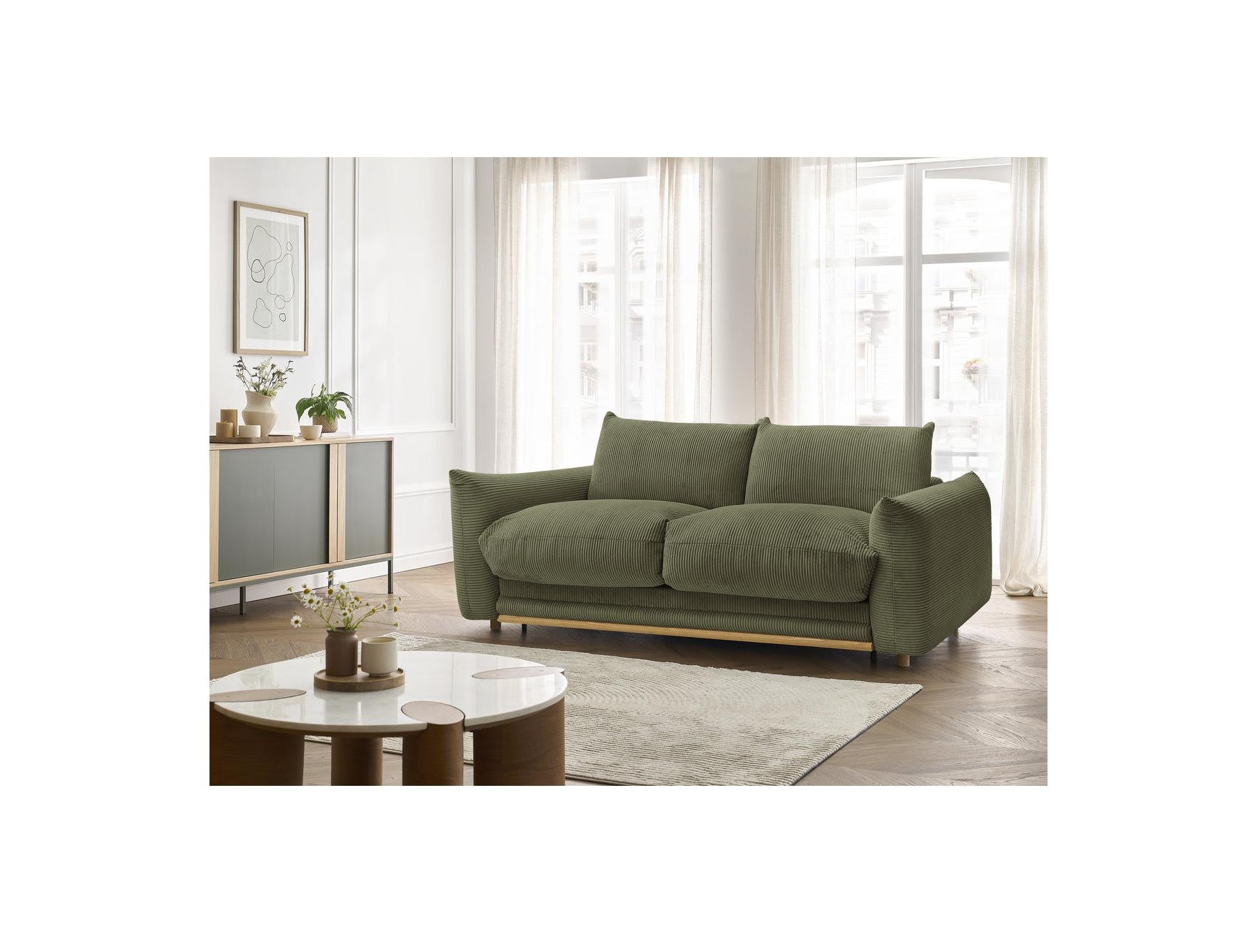 Ernest - Canapé Droit Convertible 3 Places - Tissu Velours Côtelé