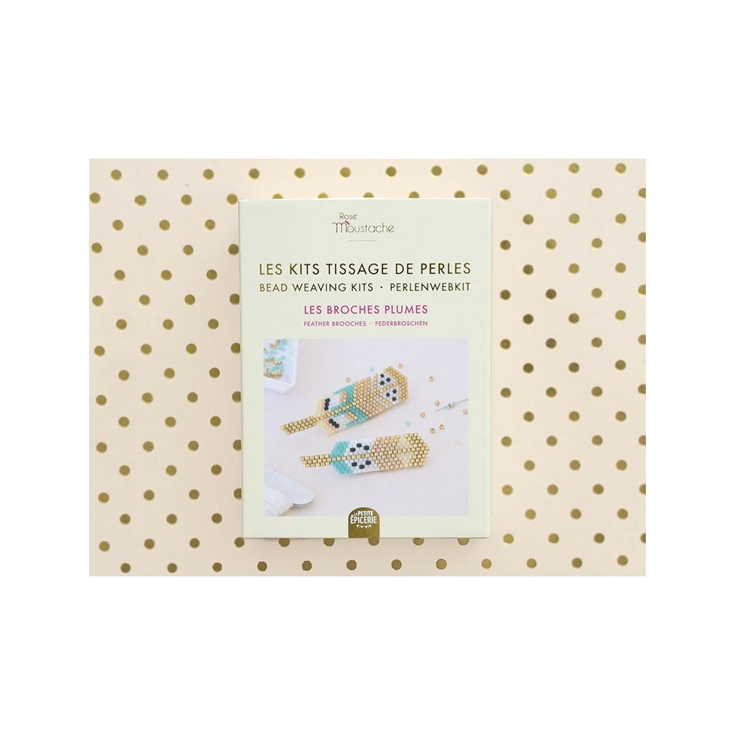 Kit Rose Moustache - Tissage De Perles Miyuki - Les Broches Plumes
