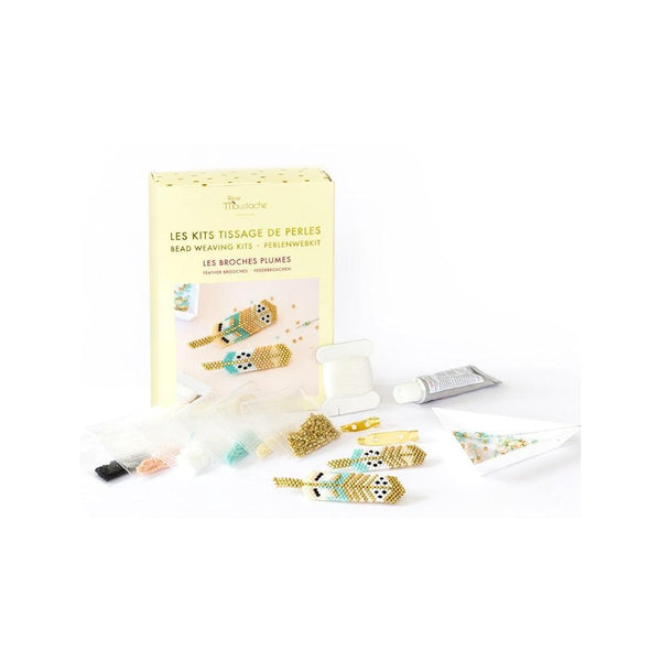 Kit Rose Moustache - Tissage De Perles Miyuki - Les Broches Plumes