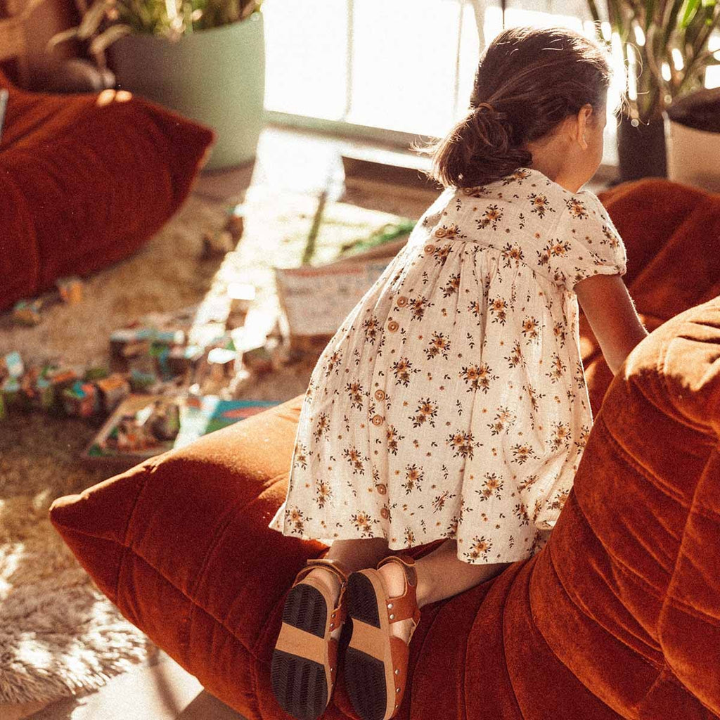 Robe Orchidee Ivoire/Moutarde