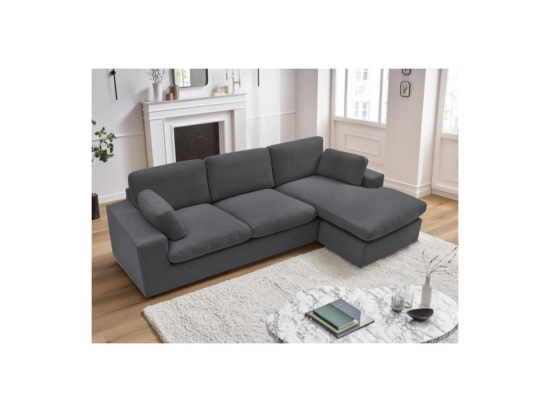 Belair - Canapé D'Angle Fixe Réversible Compact - Tissu