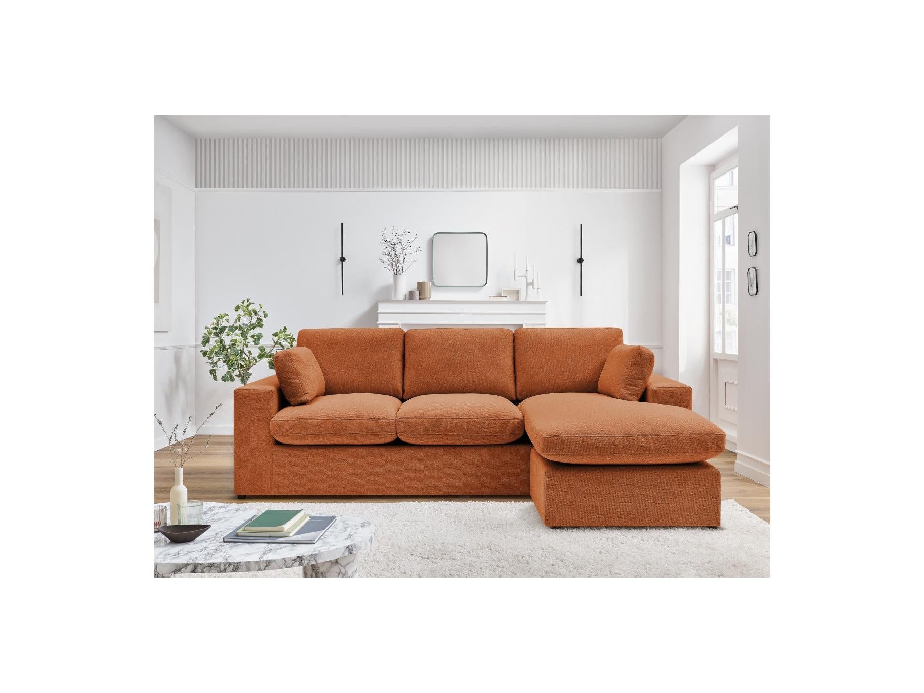 Belair - Canapé D'Angle Fixe Réversible Compact - Tissu
