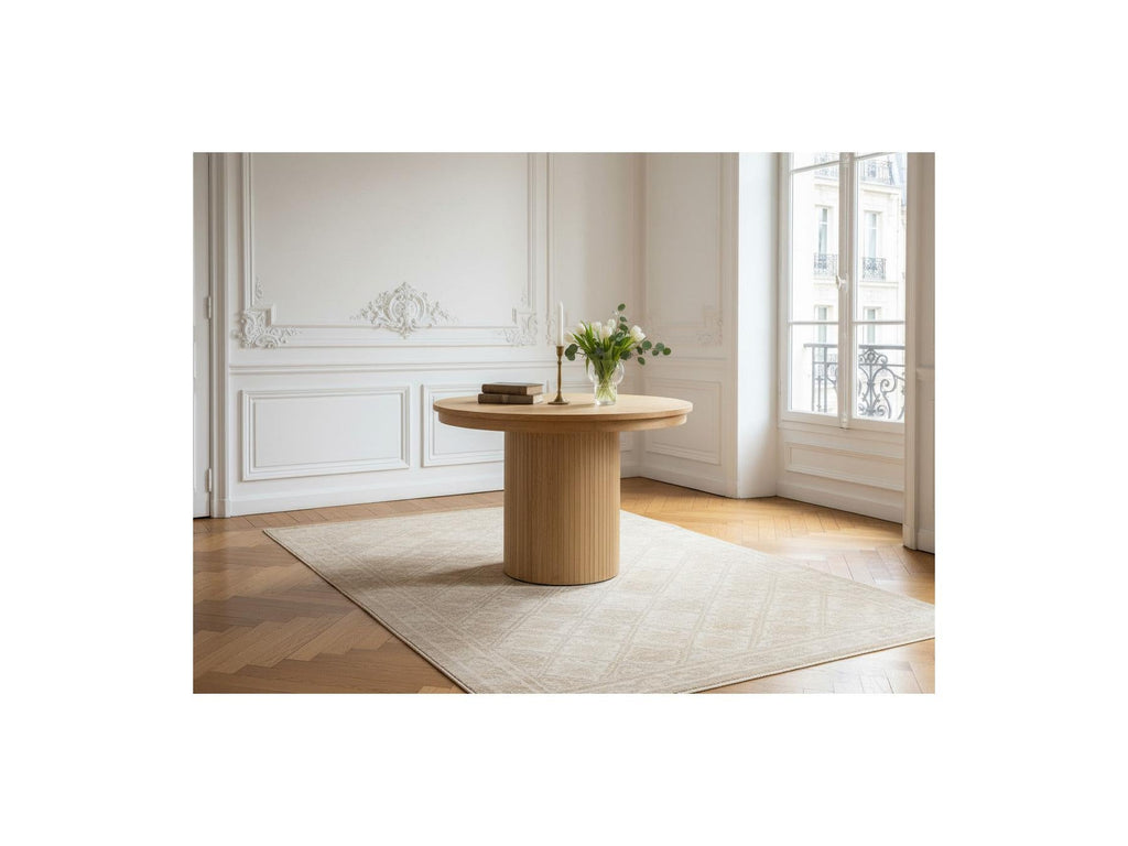 Prado - Table À Manger Ronde Extensible 110 À 210 Cm - Placage Chêne Massif