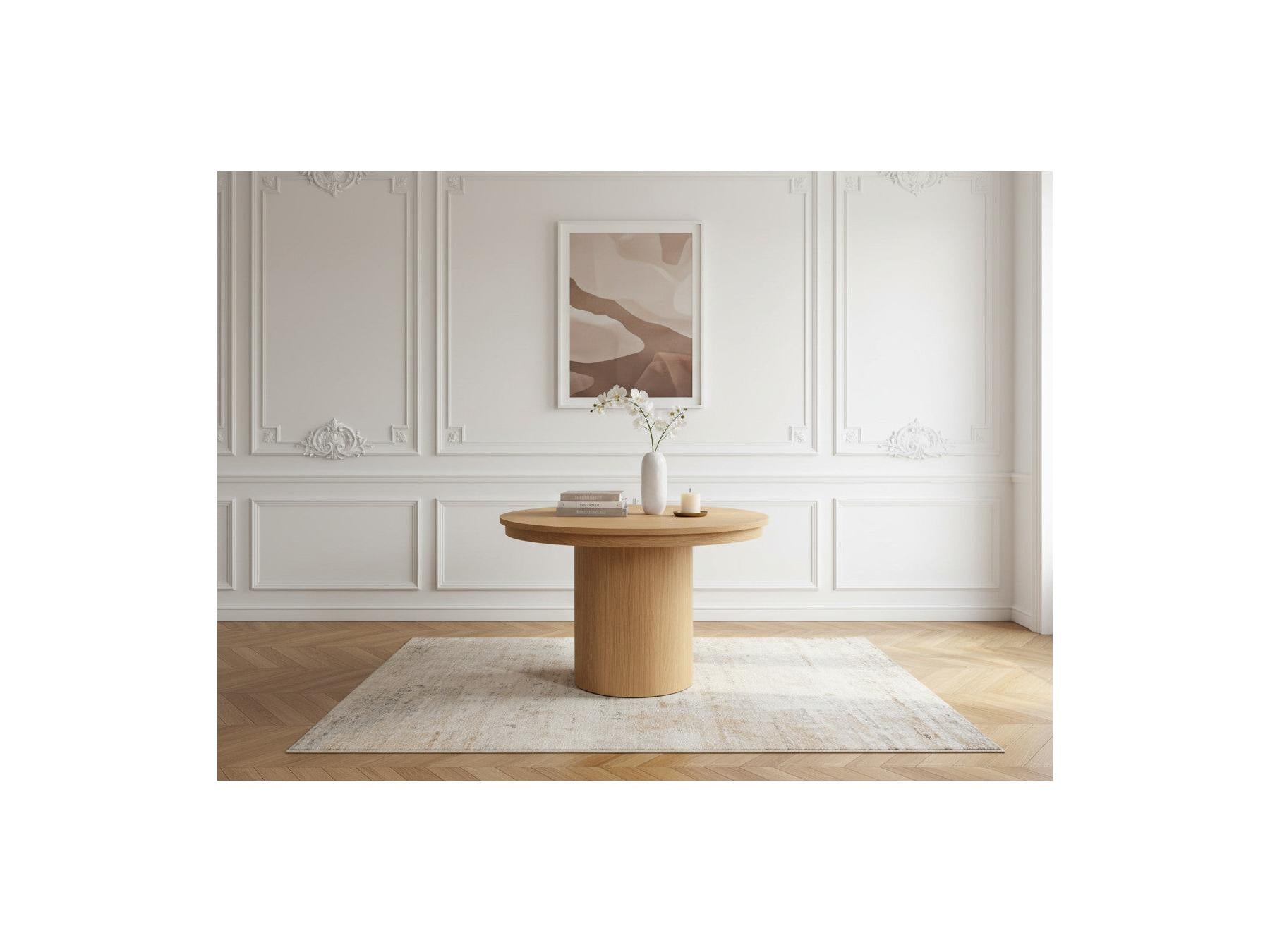 Prado - Table À Manger Ronde Extensible 110 À 210 Cm - Placage Chêne Massif