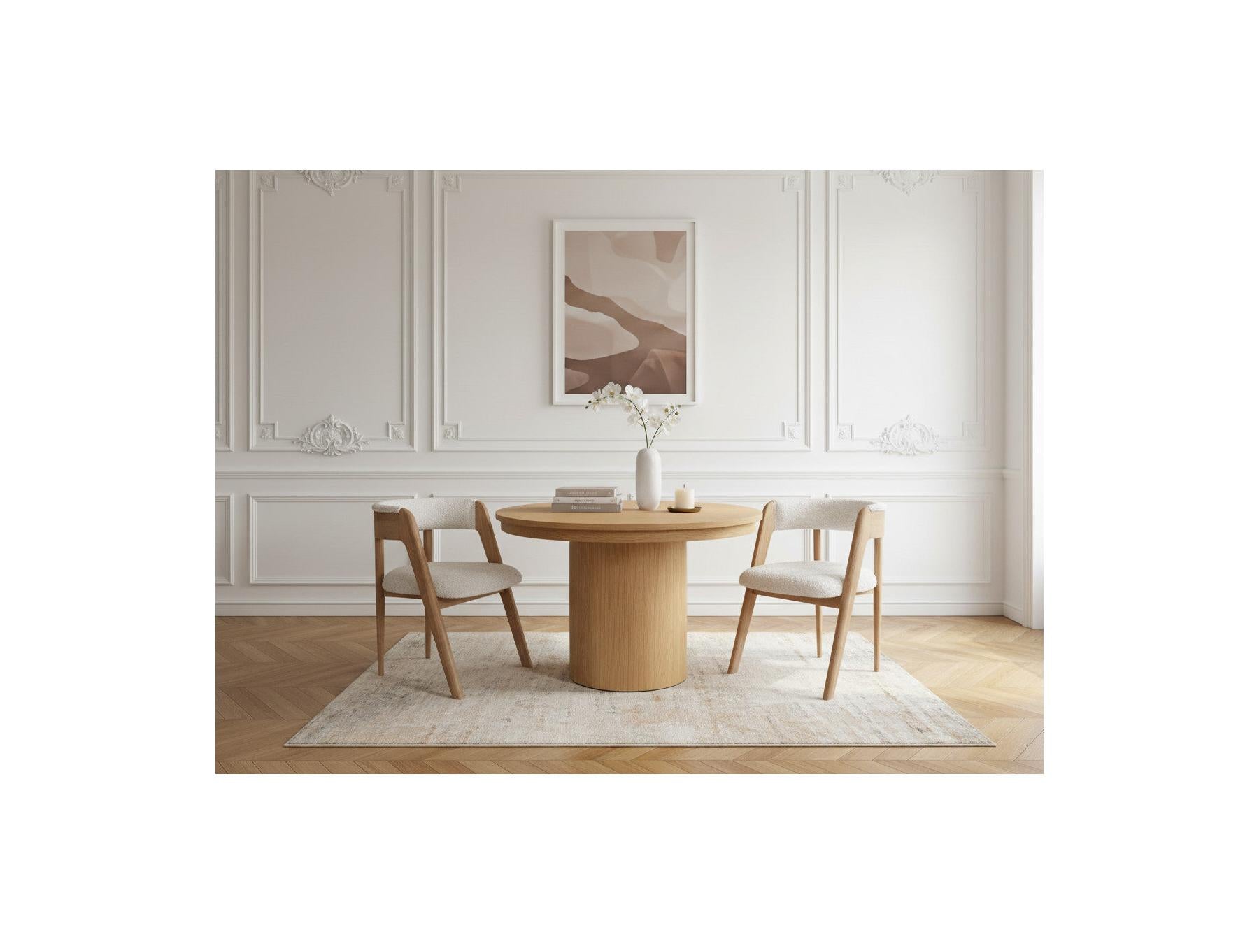 Prado - Table À Manger Ronde Extensible 110 À 210 Cm - Placage Chêne Massif