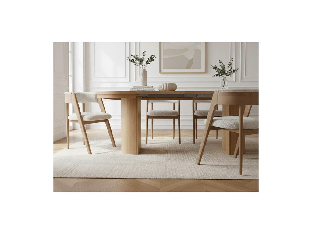 Prado - Table À Manger Ronde Extensible 110 À 210 Cm - Placage Chêne Massif