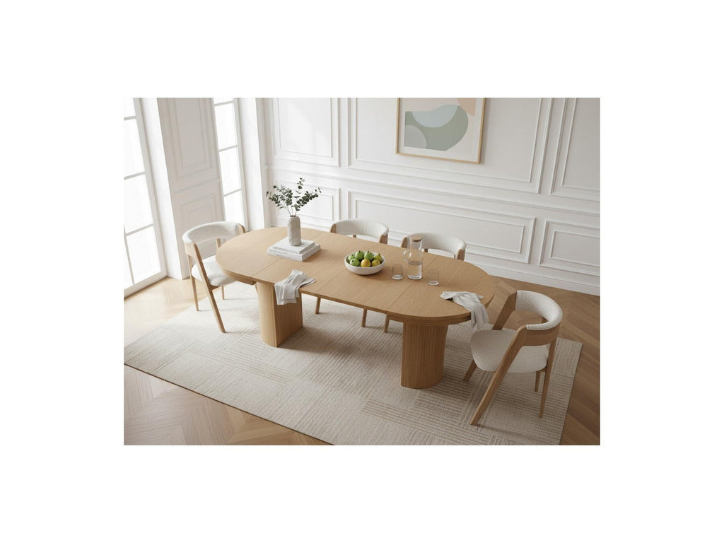 Prado - Table À Manger Ronde Extensible 110 À 210 Cm - Placage Chêne Massif