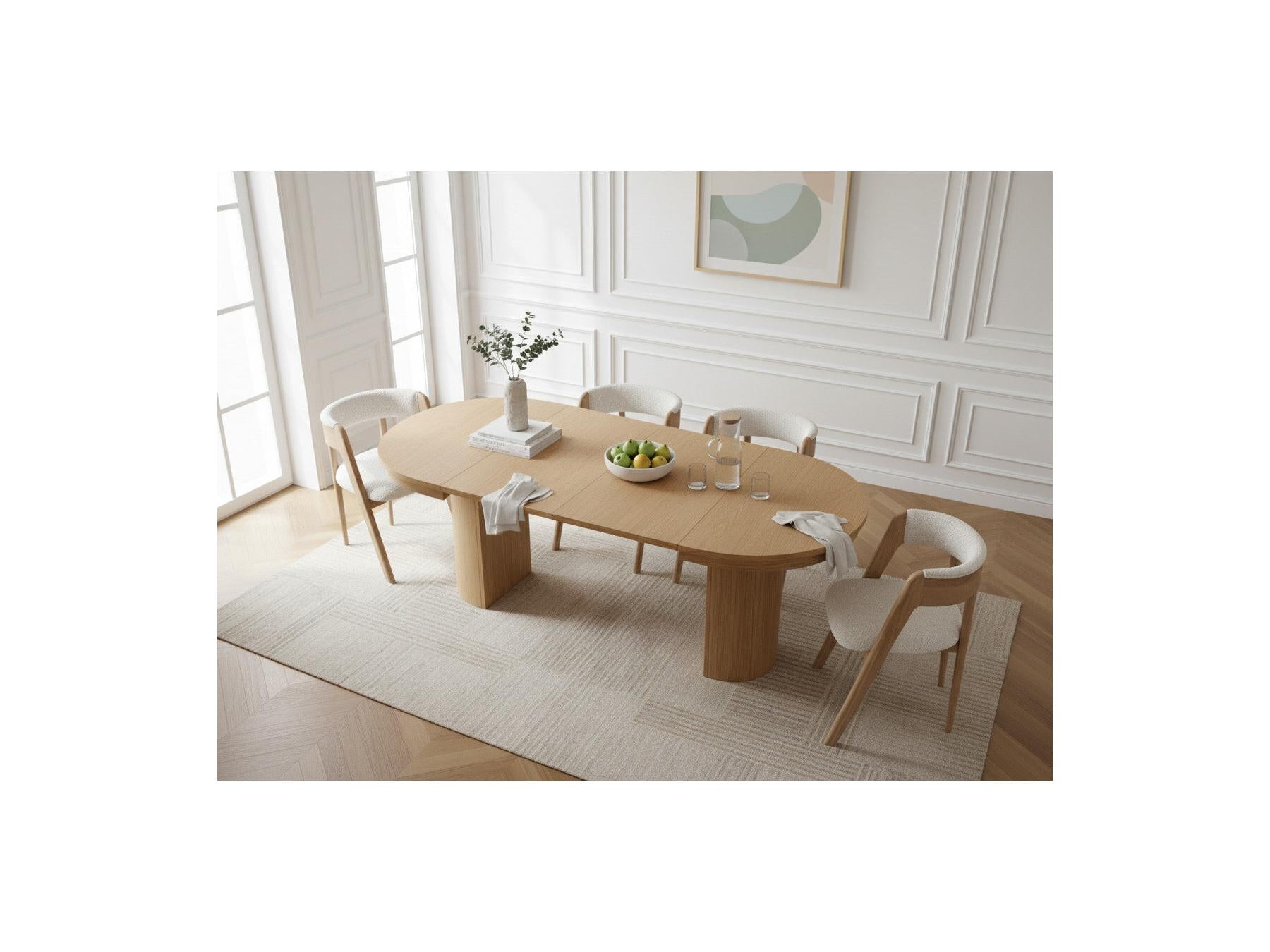 Prado - Table À Manger Ronde Extensible 110 À 210 Cm - Placage Chêne Massif