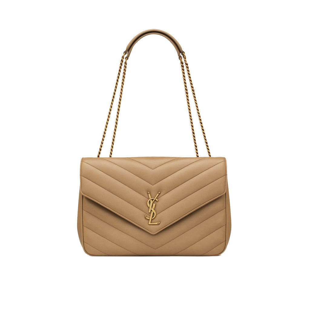 Saint Laurent - Sac Bandoulière Loulou Large - Femme - Beige