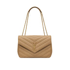 Saint Laurent - Sac Bandoulière Loulou Large - Femme - Beige