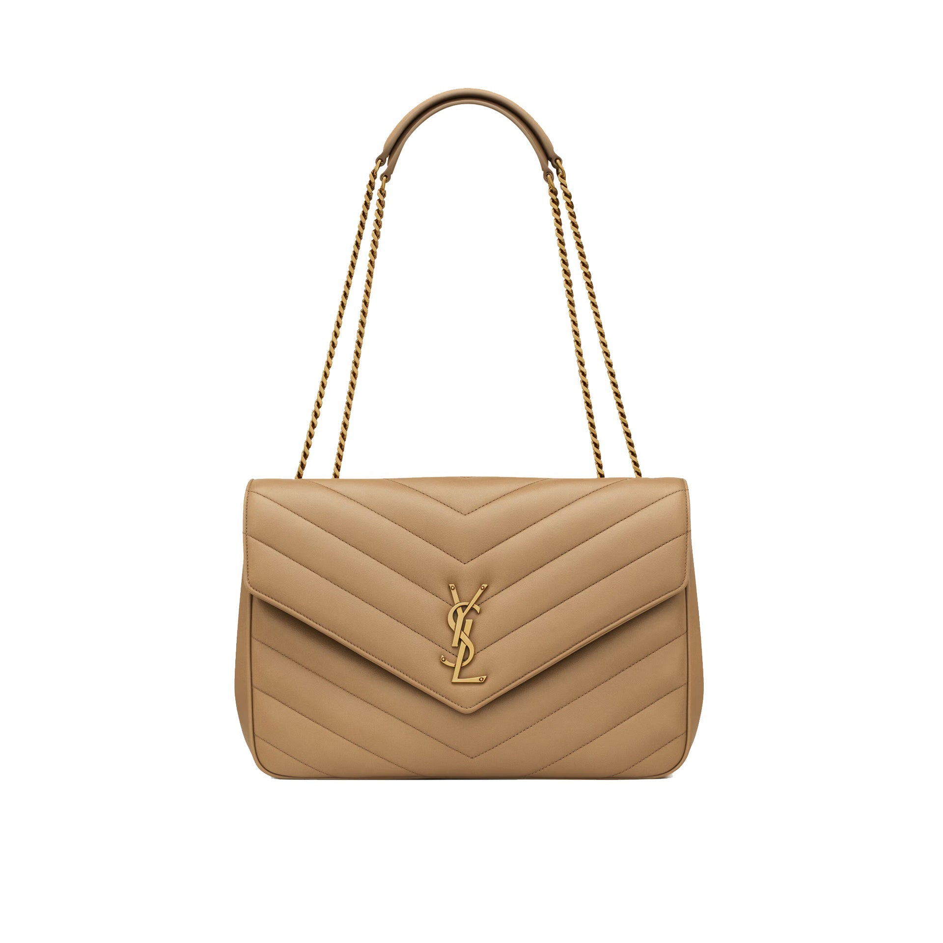 Saint Laurent - Sac Bandoulière Loulou Large - Femme - Beige