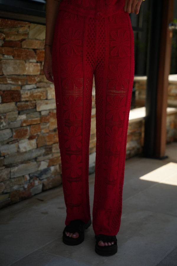 Pantalon Crochet Louna - Rouge