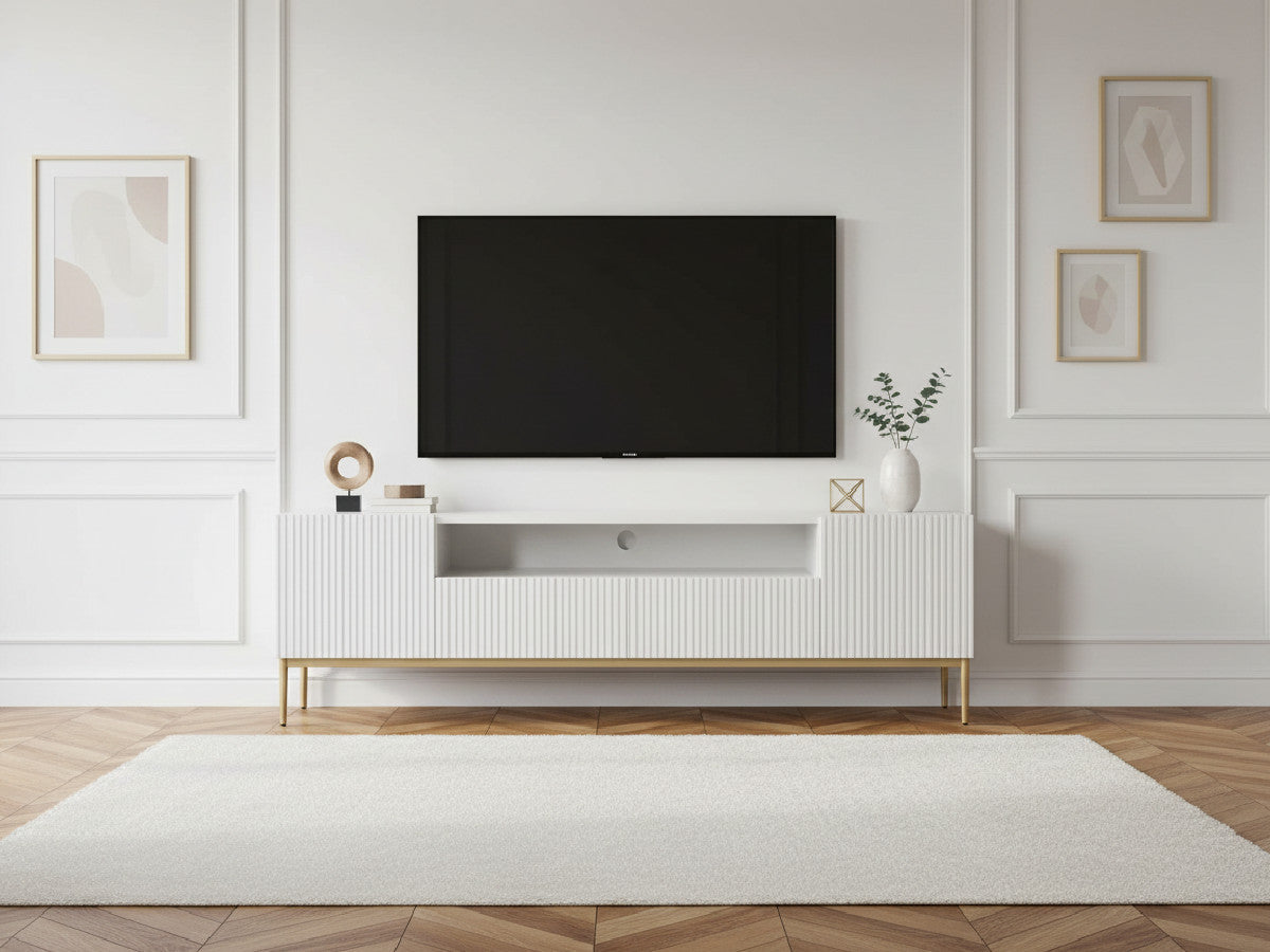 Kasha - Meuble Tv Avec Niche - Pieds Or