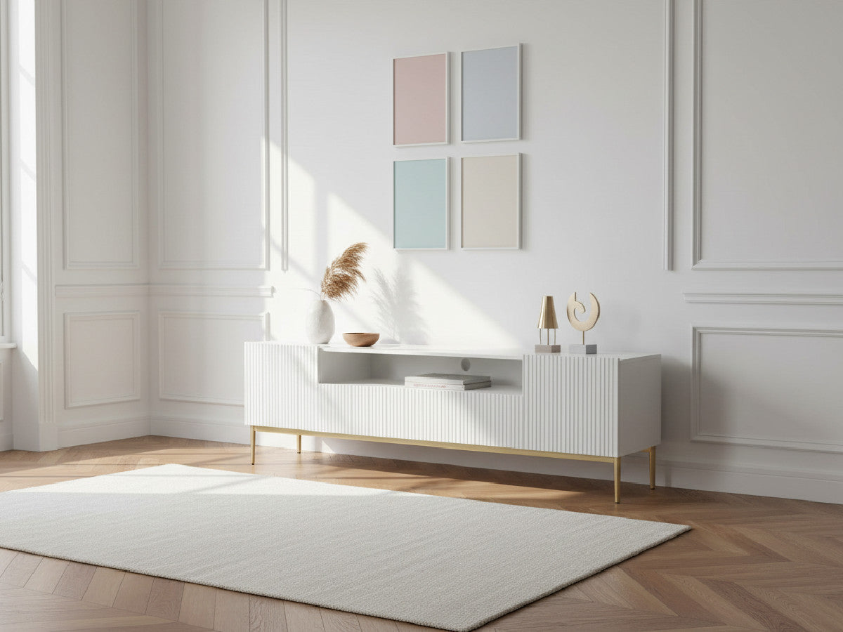 Kasha - Meuble Tv Avec Niche - Pieds Or
