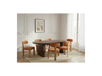 Pablo - Ensemble Avec Table À Manger Ovale Placage Noyer + Chaises Tanya Tissu Texturé - Lot De 6 Chaises