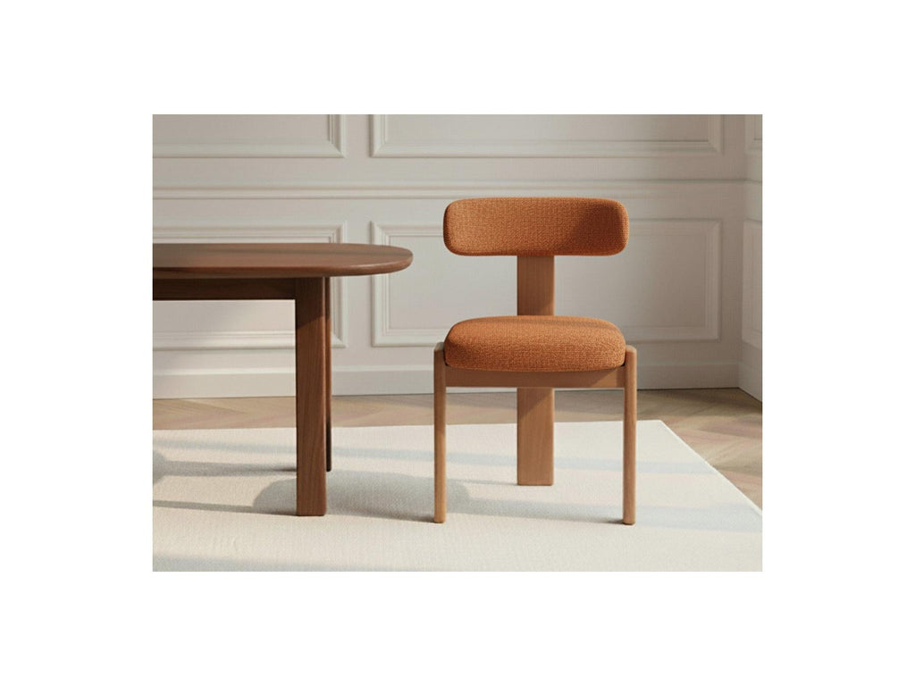 Pablo - Ensemble Avec Table À Manger Ovale Placage Noyer + Chaises Tanya Tissu Texturé - Lot De 6 Chaises
